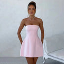 Women's Mini Dress Pleated A-Line Backless Sleeveless Sexy Elegant Gown