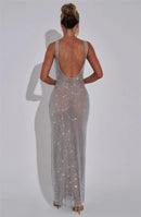 Women's Sexy Long Dress Backless Sequin Sleeveless Elegant Gown-18
