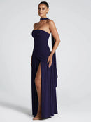 Sexy Maxi Dress Women Gown Strapless Elegant Off Shoulder Backless High Split