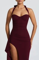 Women's Sexy Maxi Dress Elegant Halter Backless Lace-up High Split-12