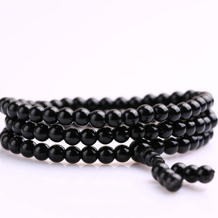 Buy all-black Women's Bracelet Mala beads obsidian prayer 108 for healing meditation