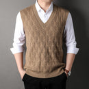 Men's Vest Elegant Knitted Woolen Twisted Loose Sleeveless Business-10