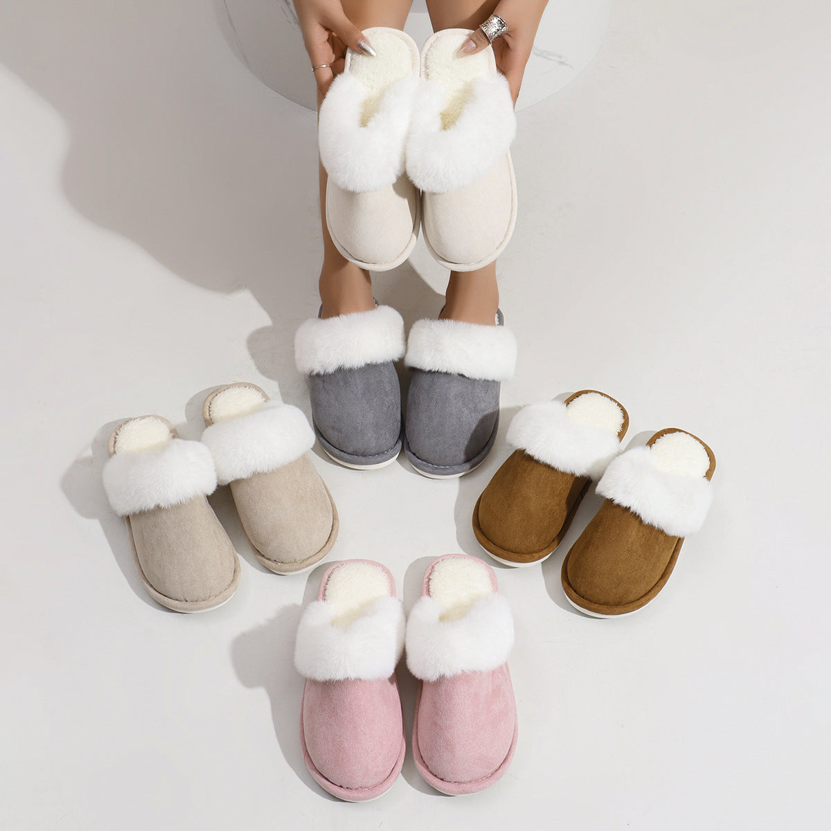 Women's slippers plush warm non-slip bedroom floors soft house Shoes