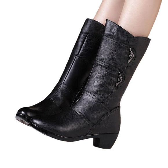 Women's Boots in velvet padded and hot elegant round head