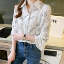 Elegant Printed Shirt, Casual Long Sleeve, Women's Clothing, Office Shirt