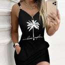 Women's mini dress matching pockets, casual, straight and printed