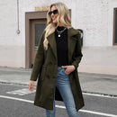 Women’s Coat Elegant Slim-Fit Mid-Length Double-Breasted Turn-Down Collar-5