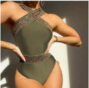 Women's swimwear one-piece elegant solid color