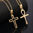 Necklace elegant cross pendant stainless steel unisex