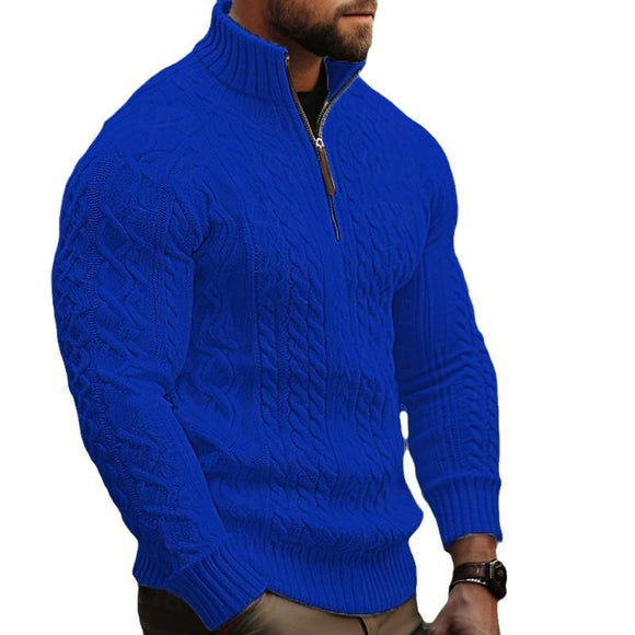 Men's Sweater Knitwear Half Zipper Coat Solid Color Twisted Thickened