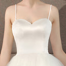 Princess Light Wedding Dress with Straps Open Back Mid Length