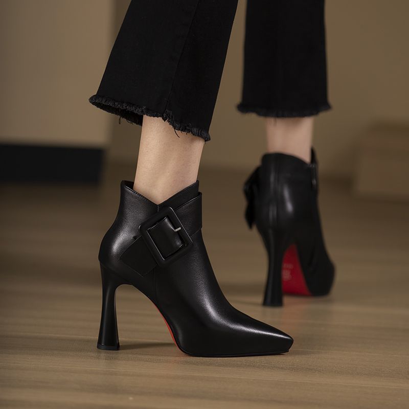 Women's ankle Boots skinny high heel elegant, waterproof belt buckle