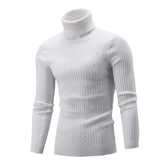 Men's sweater pullover knit casual retro twisted flower turtleneck