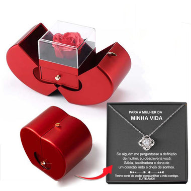 Luxury Red Apple Jewelry Box with Eternal Rose