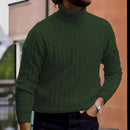 Men's sweater pullover knit casual retro twisted flower turtleneck