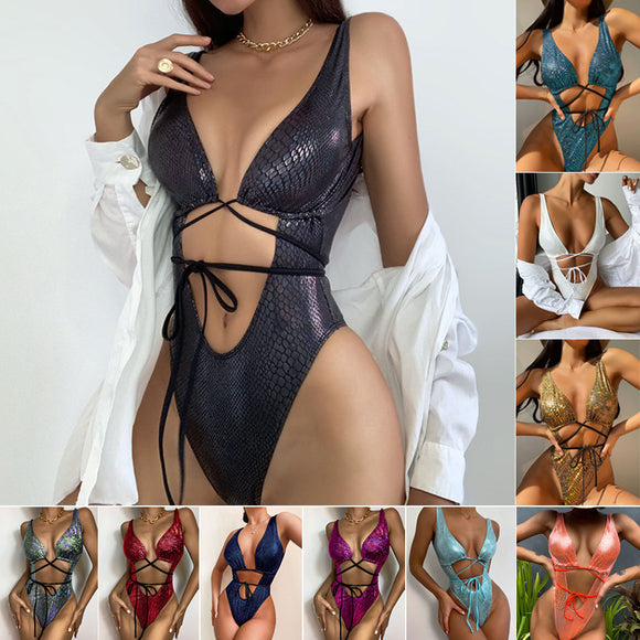 Women's Swimwear One Piece elegant with Straps and Lace-Ups