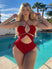 Women's swimsuit one-piece Solid Cut Out knotted halter neck