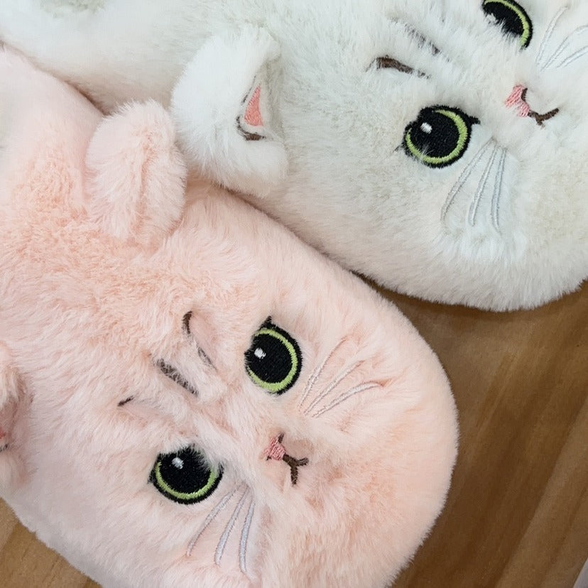 Women's slippers elegant cute cat plush warm non-slip