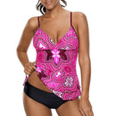 Women's swimsuit Tankini split elegant print