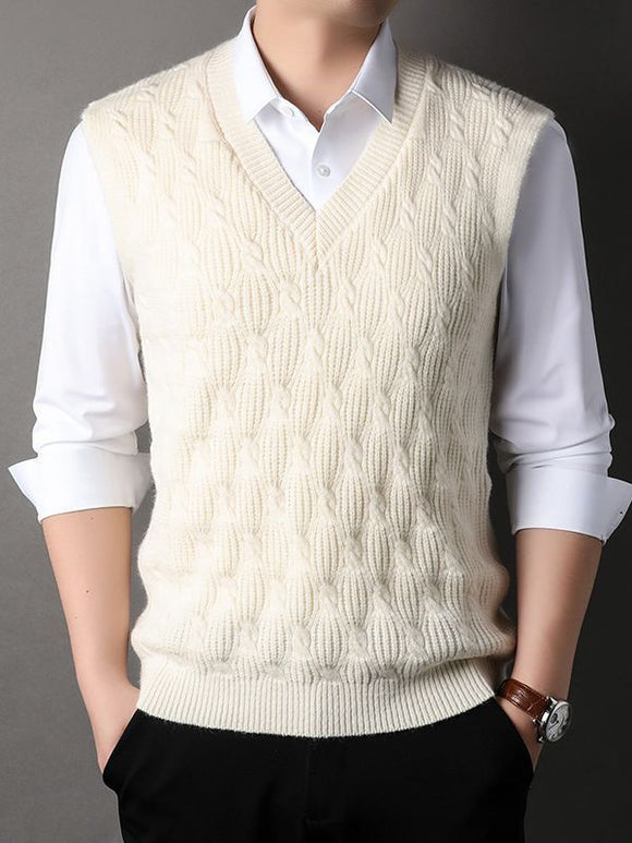 Men's Vest Elegant Knitted Woolen Twisted Loose Sleeveless Business