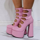 Women's Ankle Boots Elegant High Heel Breathable Multi Strap Waterproof Pumps