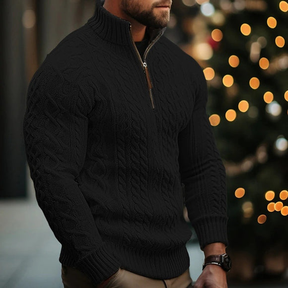 Men's Sweater Knitwear Half Zipper Coat Solid Color Twisted Thickened