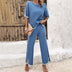 Women's Sets Elegant Striped Knitted Sexy top Straight Trousers