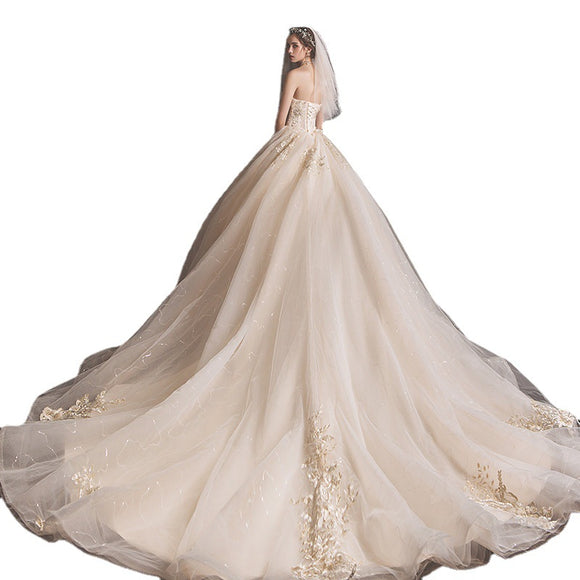 Women’s Wedding Dress Elegant Corset Tube Top Mori Style Trailing Skirt