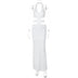 Women's evening dress  long in white jersey backless cut out on the front