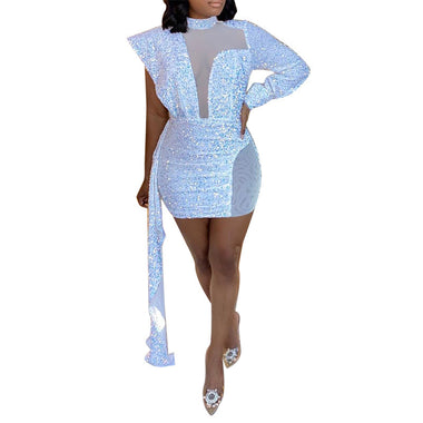 Women's mini dress elegant sequined party, sexy, long sleeve, autumn