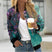 Women's jacket baseball elegant printed long sleeve zipper light
