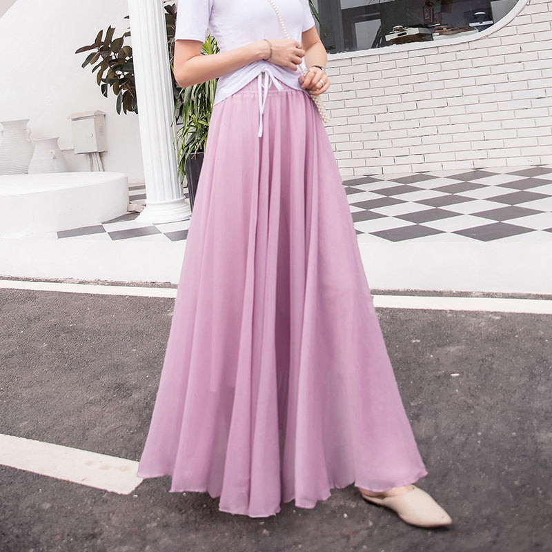 Women's long skirt elegant chiffon princess pleats