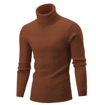 Men's sweater pullover knit casual retro twisted flower turtleneck