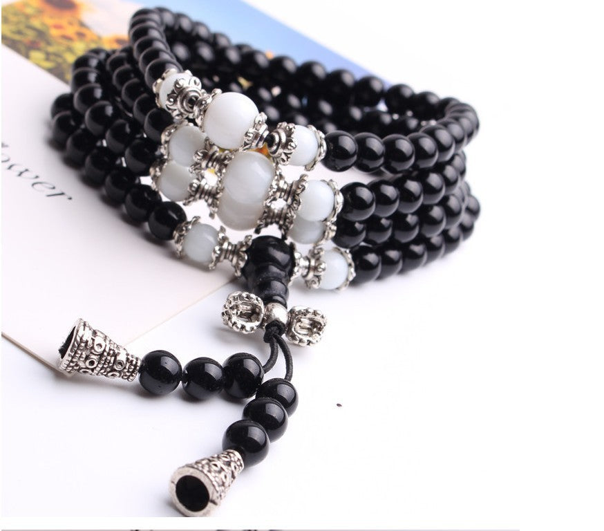 Women's Bracelet Mala beads obsidian prayer 108 for healing meditation