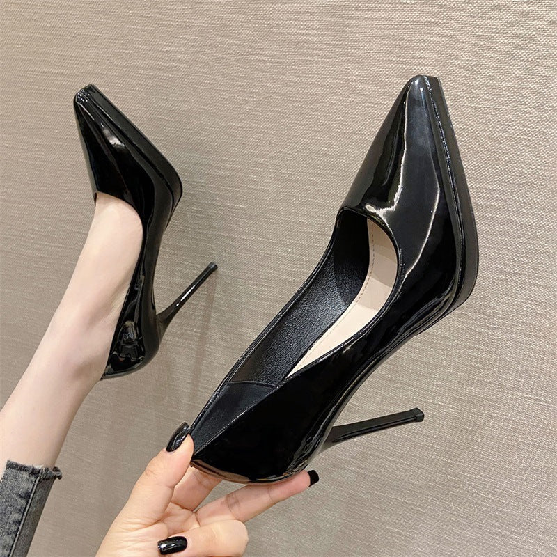 Women Shoes sexy Patent Leather, pointed stiletto high heels, office