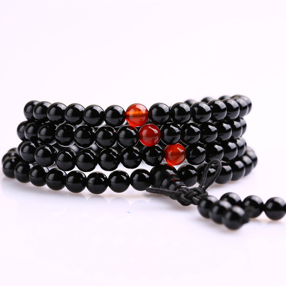 Bracelet Mala perles obsidienne prière 108 pour la guérison méditation