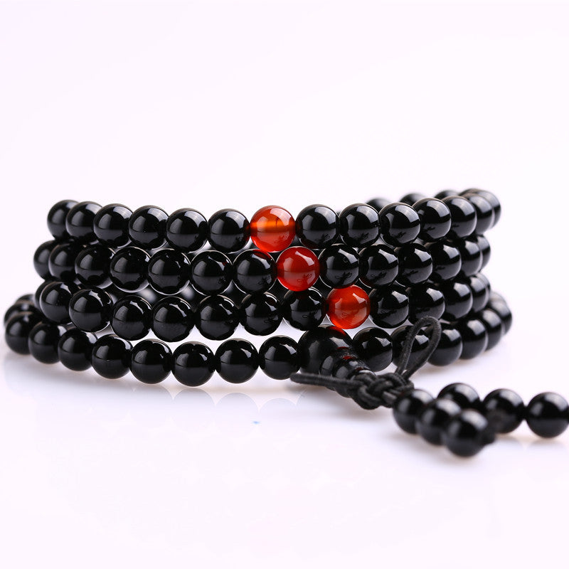 Acheter combo-noir-et-rouge Bracelet Mala perles obsidienne prière 108 pour la guérison méditation