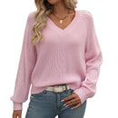 Women's sweater Knitted, long sleeves, elegant openwork V-neck