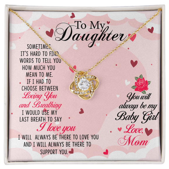 To My Daughter Beautiful Love Knot Jewelry, Heartfelt Gift from Mom or Dad