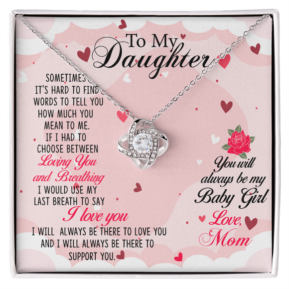 To My Daughter Beautiful Love Knot Jewelry, Heartfelt Gift from Mom or Dad