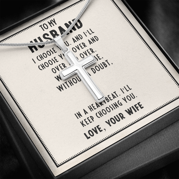 To My Husband – Romantic Artisan Cross Necklace of Eternal Love