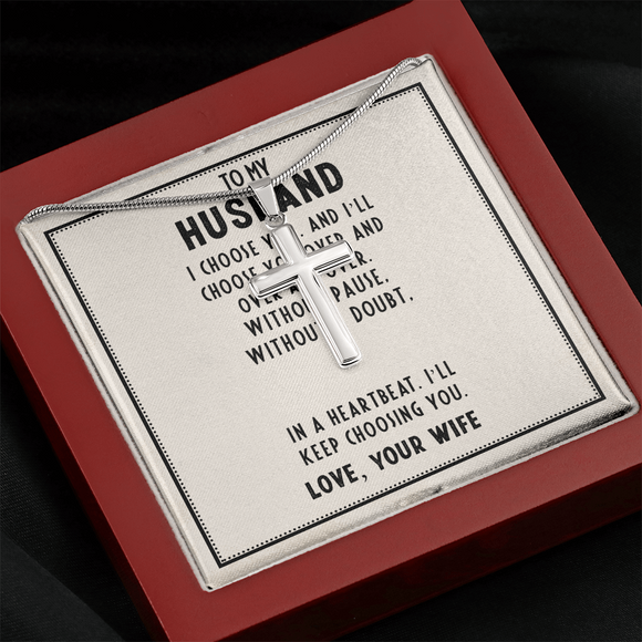 To My Husband – Romantic Artisan Cross Necklace of Eternal Love