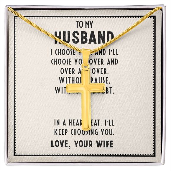 To My Husband – Romantic Artisan Cross Necklace of Eternal Love