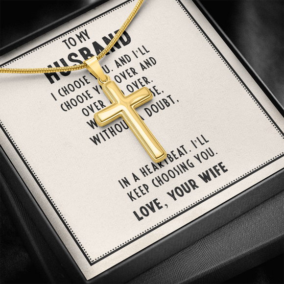 To My Husband – Romantic Artisan Cross Necklace of Eternal Love