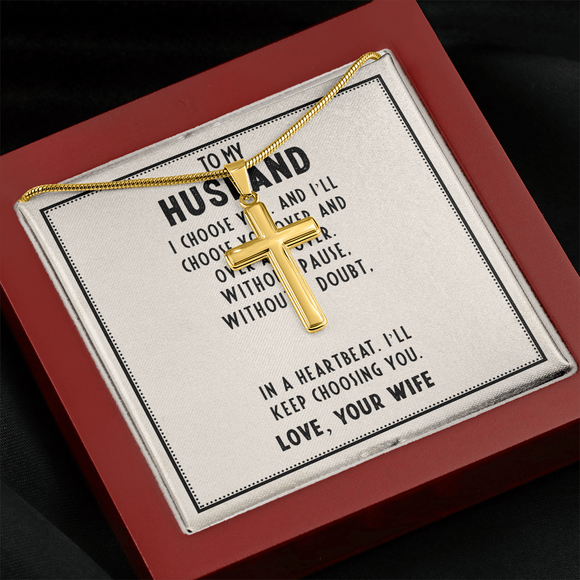 To My Husband – Romantic Artisan Cross Necklace of Eternal Love