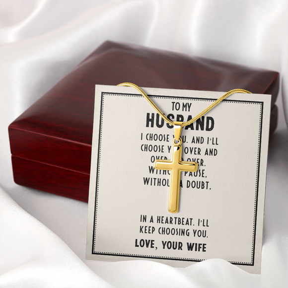 To My Husband – Romantic Artisan Cross Necklace of Eternal Love