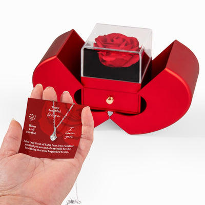 To My Beautiful Wife Alluring Beauty Necklace with Heart Box Gift Set - 0