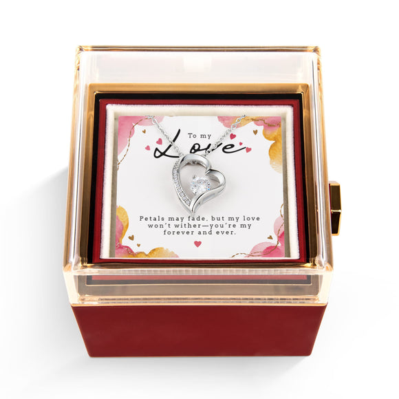 Romantic Gift For My Love – Forever Love Necklace with Preserved Rose Gift Box