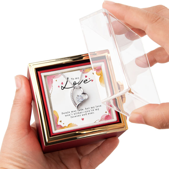 Romantic Gift For My Love – Forever Love Necklace with Preserved Rose Gift Box