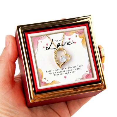 Romantic Gift For My Love – Forever Love Necklace with Preserved Rose Gift Box